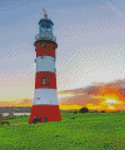 Smeatons Tower With Sunset View Diamond Painting