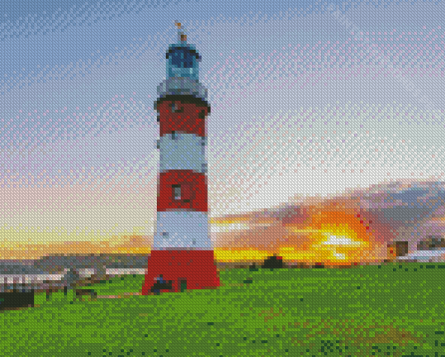 Smeatons Tower With Sunset View Diamond Painting