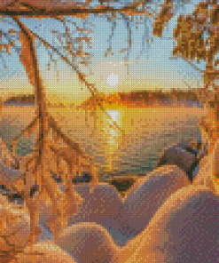 Snow Sun Landscape Diamond Painting