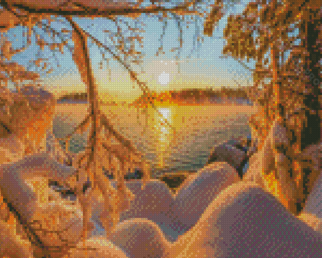 Snow Sun Landscape Diamond Painting