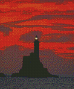 Sunset Fastnet Lighthouse Silhouette Diamond Painting