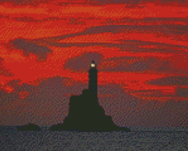 Sunset Fastnet Lighthouse Silhouette Diamond Painting