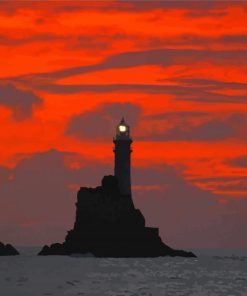 Sunset Fastnet Lighthouse Silhouette Diamond Painting