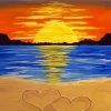 Sunset Hearts On Beach Diamond Painting