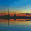 Sunset Silhouette Poolbeg Towers Diamond Painting