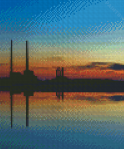 Sunset Silhouette Poolbeg Towers Diamond Painting