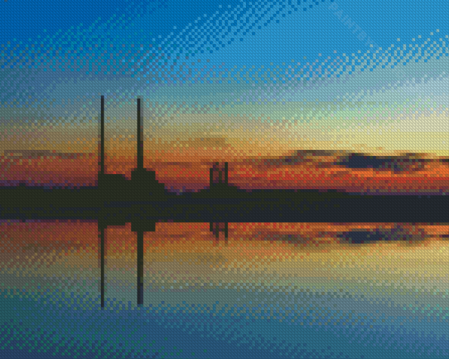 Sunset Silhouette Poolbeg Towers Diamond Painting