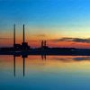 Sunset Silhouette Poolbeg Towers Diamond Painting