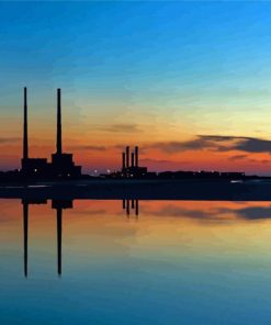 Sunset Silhouette Poolbeg Towers Diamond Painting