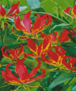 The Gloriosa Lilies Plants Diamond Painting