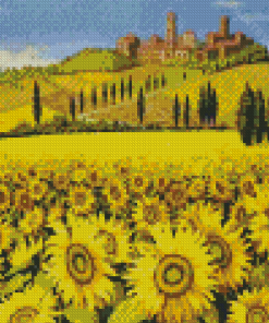 Tuscany Italy Sunflowers Field Diamond Painting