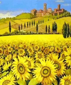 Tuscany Italy Sunflowers Field Diamond Painting