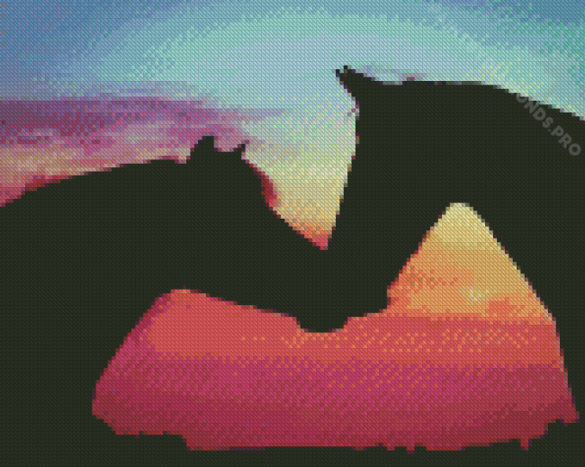 Two Horses In Love Silhouette Diamond Painting