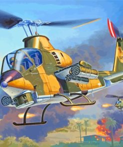 War Helicopter Art Diamond Painting