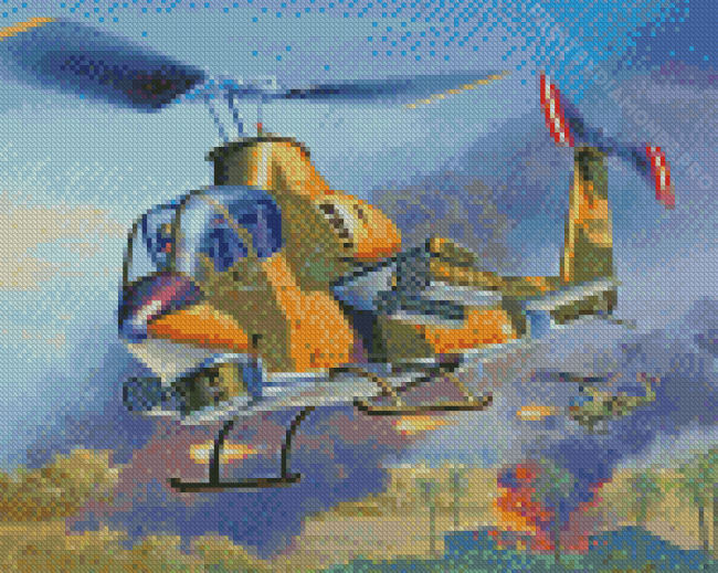 War Helicopter Art Diamond Painting