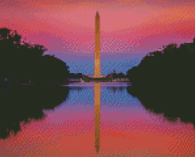 Washington Monument At Sunset Diamond Painting