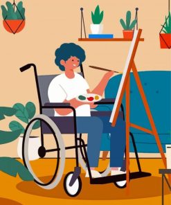 Wheelchair Artist Boy Diamond Painting