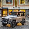 White Land Rover Defender In City Streets Diamond Painting