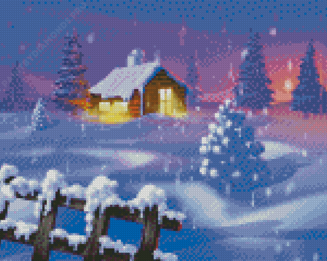 Winter Christmas Snow Night Diamond Painting