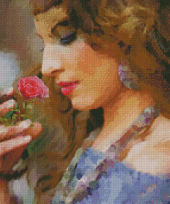 Woman And Rose Art Diamond Painting