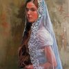 Woman With Wedding Lace Veil Diamond Painting