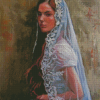 Woman With Wedding Lace Veil Diamond Painting