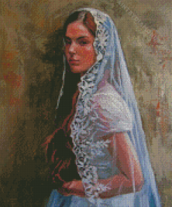 Woman With Wedding Lace Veil Diamond Painting