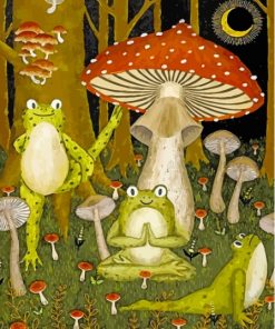 Yoga Frogs And Mushrooms Diamond Painting