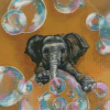 Abstract Elephant Blowing Bubbles Diamond Painting