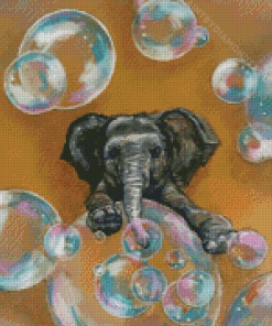 Abstract Elephant Blowing Bubbles Diamond Painting