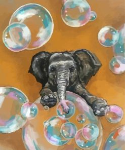 Abstract Elephant Blowing Bubbles Diamond Painting