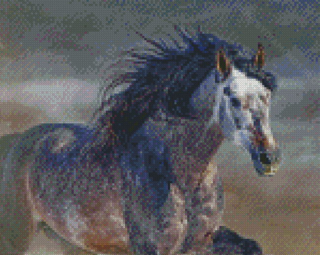 Aesthetic Dark Grey Horse Diamond Painting