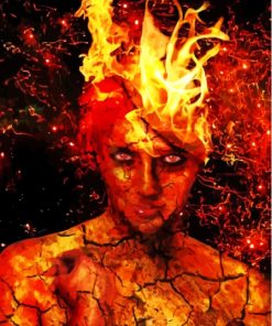 Aesthetic Girl On Fire Diamond Painting