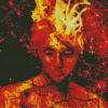 Aesthetic Girl On Fire Diamond Painting