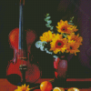 Aesthetic Still Life With Roses And Violin Diamond Painting