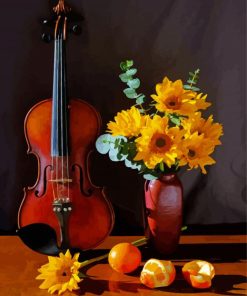 Aesthetic Still Life With Roses And Violin Diamond Painting