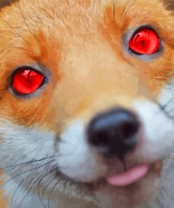 Aesthetic Fox With Red Eyes Diamond Painting