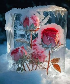 Aesthetic Pink Frozen Roses Diamond Painting