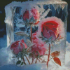 Aesthetic Pink Frozen Roses Diamond Painting