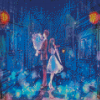 Anime Couple With Rain Diamond Painting