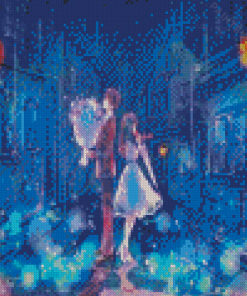 Anime Couple With Rain Diamond Painting