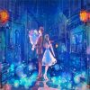 Anime Couple With Rain Diamond Painting