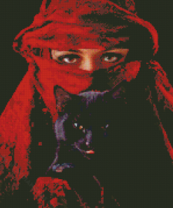 Arab Lady And Black Cat Diamond Painting