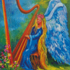 Blue Angel Playing Music Diamond Painting