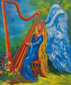 Blue Angel Playing Music Diamond Painting