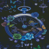 Blue Floral Clock Diamond Painting