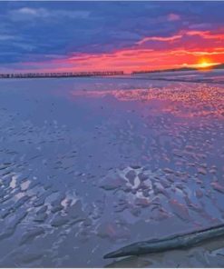 Breskens Town Beach At Sunset Diamond Painting