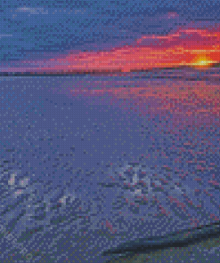 Breskens Town Beach At Sunset Diamond Painting