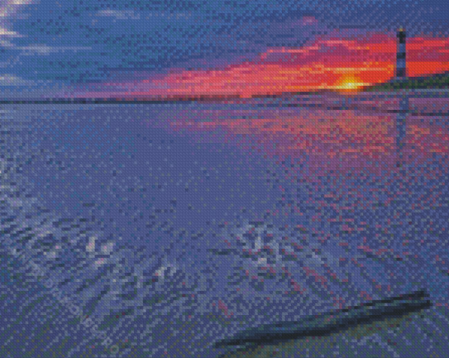 Breskens Town Beach At Sunset Diamond Painting