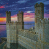 Carnarvon Castle With A Beautiful Sunset View Diamond Painting